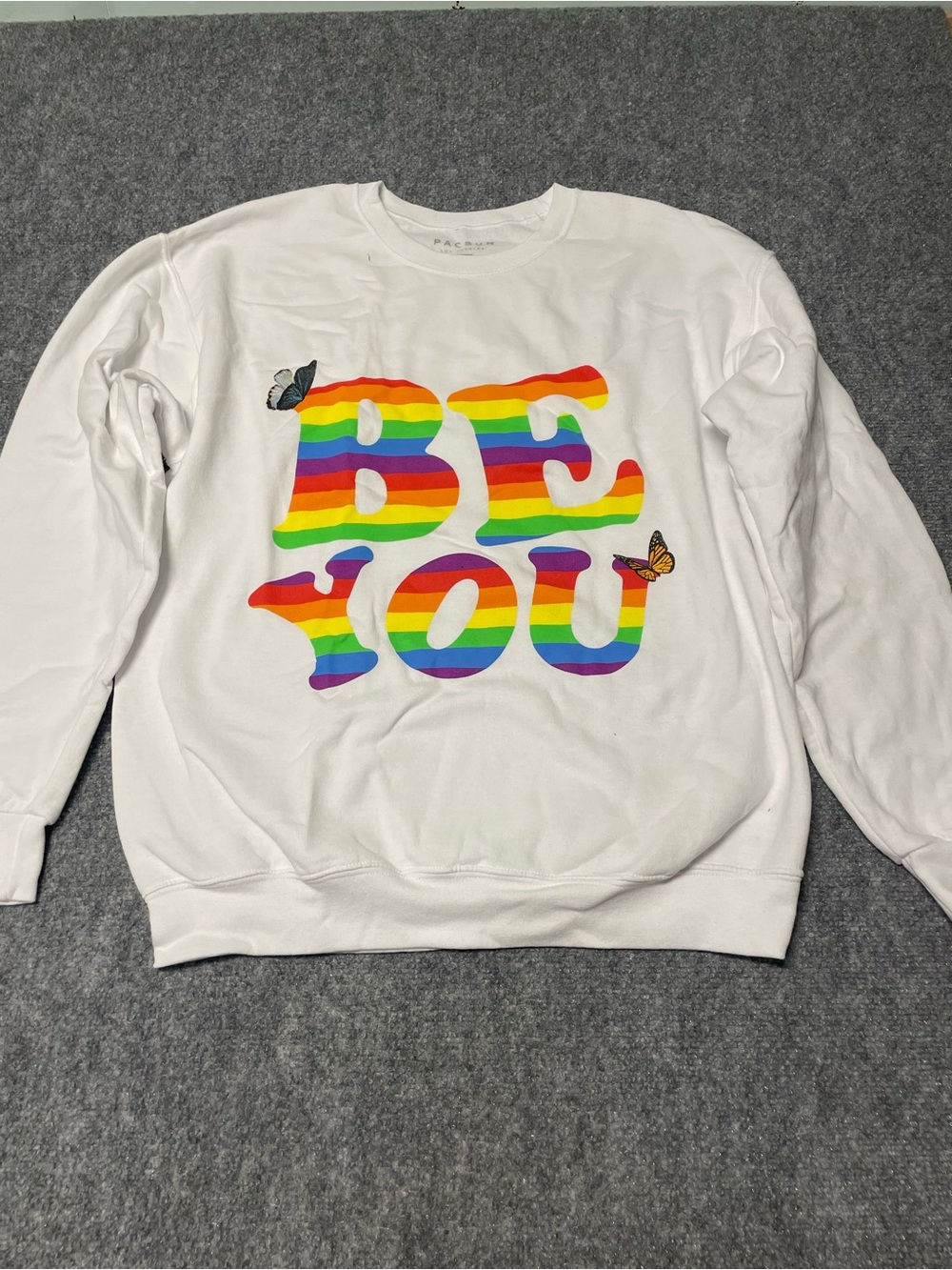 PacSun White Crewneck Sweater with Vibrant Graphics
